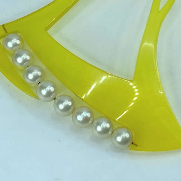 Kanzashi kimono Hair stick yellow resin faux pearls GS403 main image 6